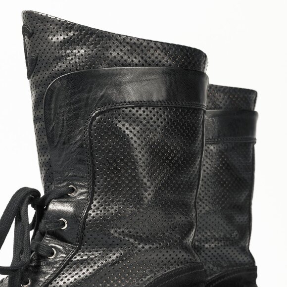 Chanel Black Perforated Leather Sneaker Boots - Picture 10 of 12